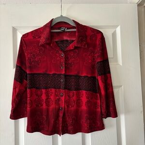 American Vintage Red and Black Button-Down Shirt